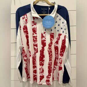 San Soleil Stars and Stripes long sleeve quarter zip